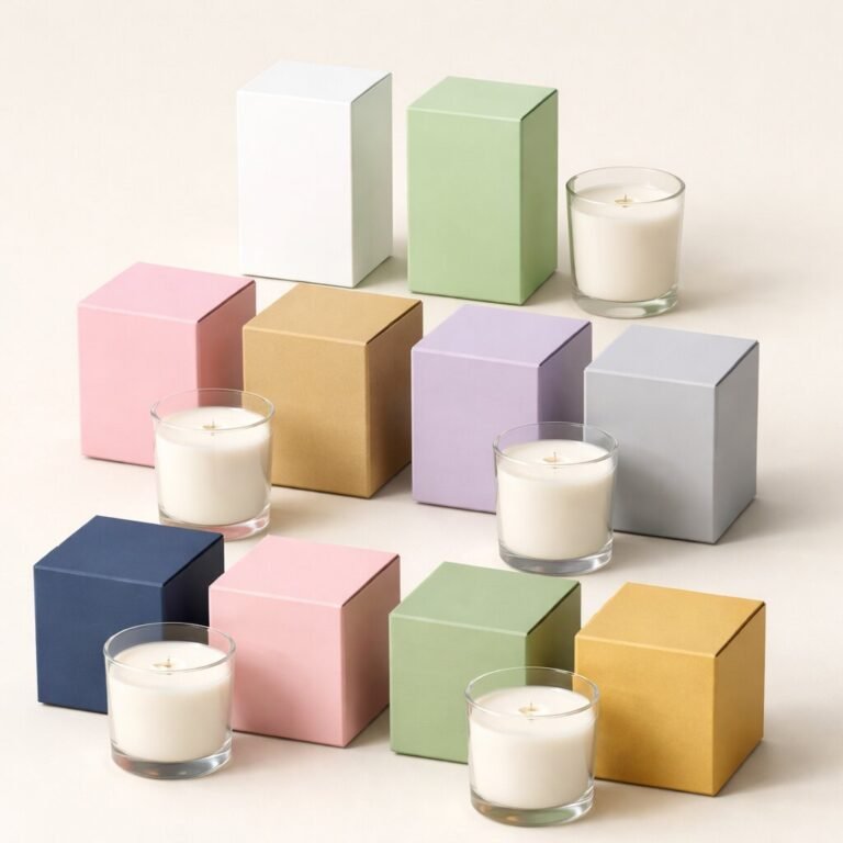 white candle boxes