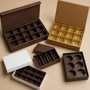 empty chocolate boxes with inserts