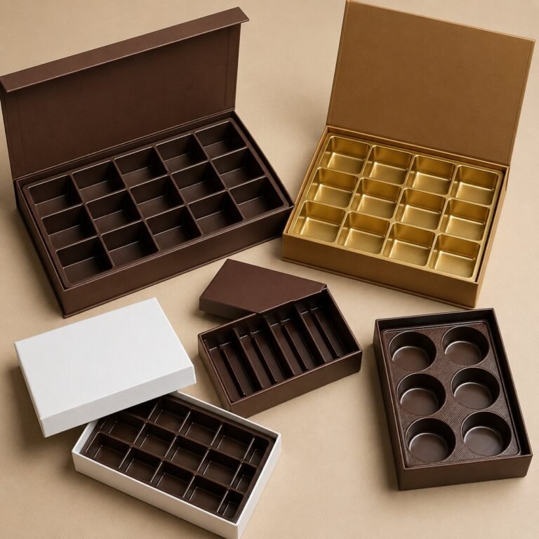 empty chocolate boxes with inserts
